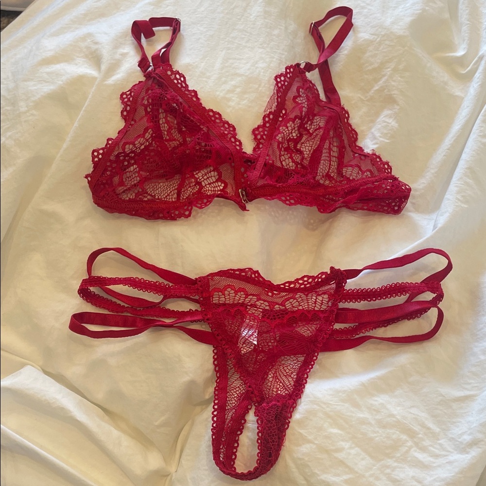 Elegant Red Lace Lingerie Set